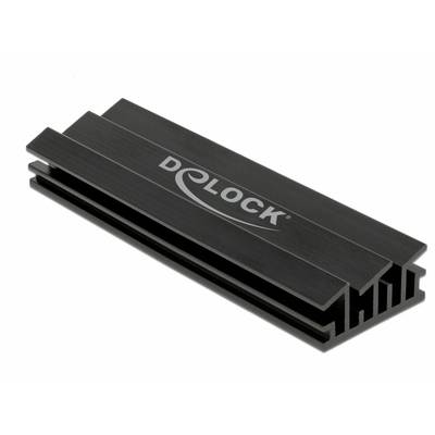 Koellichaam van Delock, zwart, gemaakt van aluminium met ventilatiesleuven, voor elektronische apparaten ten behoeve van warmteafvoer.