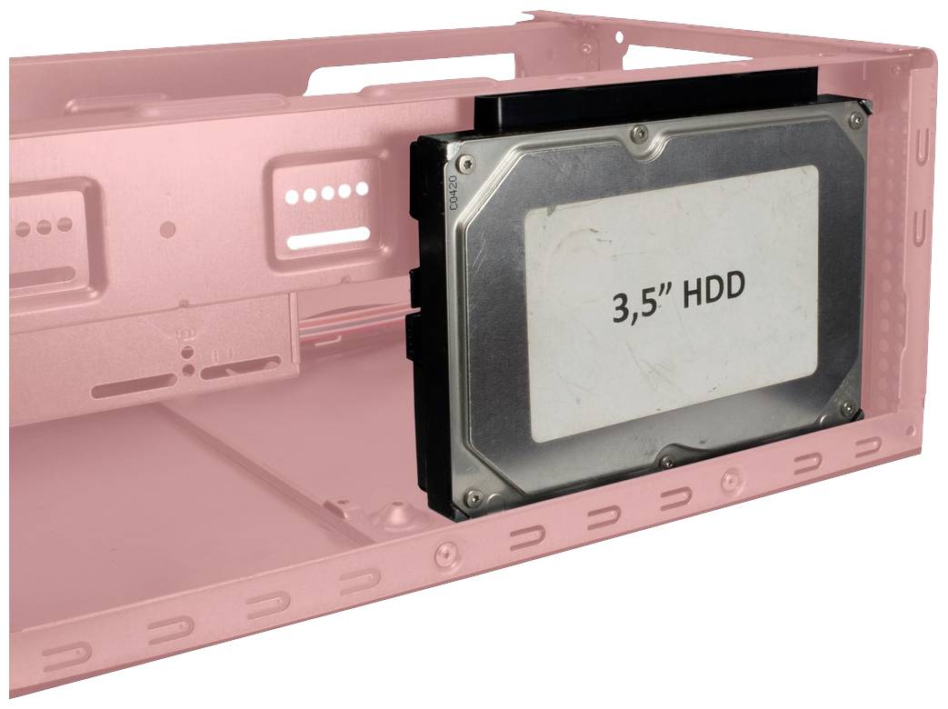 3,5-inch harde schijf gemonteerd in een computerbehuizing.