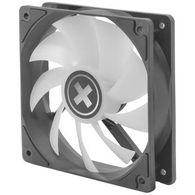 Een vierkante computerventilator met witte rotorbladen en een zwarte behuizing, waarschijnlijk bedoeld voor koeldoeleinden in computerkasten.