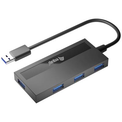'USB-hub met vier blauwe USB-poorten en een zwarte behuizing, geschikt voor meerdere apparaataansluitingen.'
