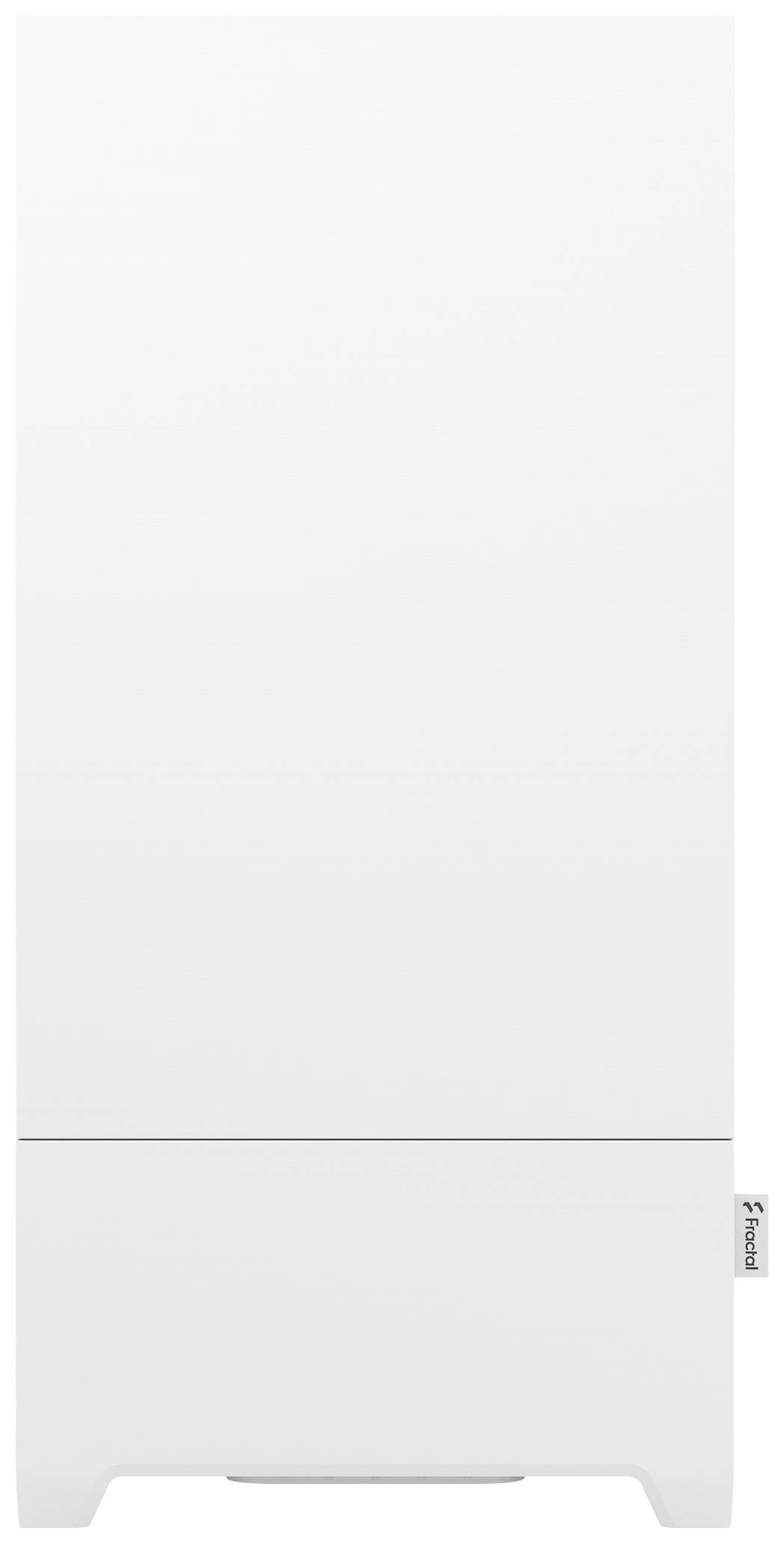 Een eenvoudige, witte, rechthoekige luchtreiniger met een strak design en een kleine merkidentificatie in de rechterbenedenhoek.