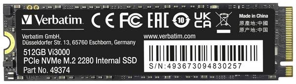 SSD 512 GB Verbatim Vi3000 PCIe NVMe M.2