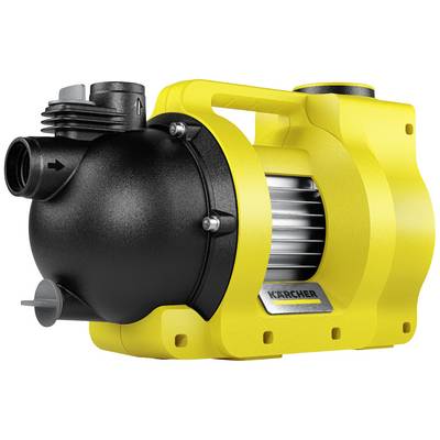 Een gele elektrische waterpomp met een zwarte behuizing, geschikt voor gebruik in tuin en huishouden.