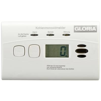 Gloria KO10D Koolmonoxidemelder  Incl. batterij (10 jaar) werkt op batterijen Detectie van Koolmonoxide
