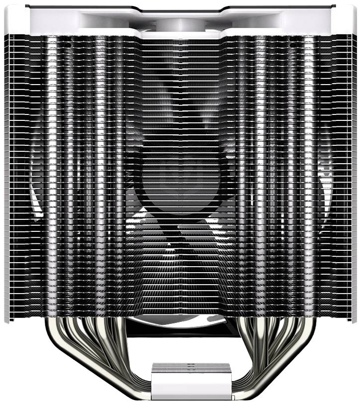 Koeler met ventilator en meerdere warmtegeleidingsbuizen, geschikt voor computerhardware voor efficiënte koeling van processors.