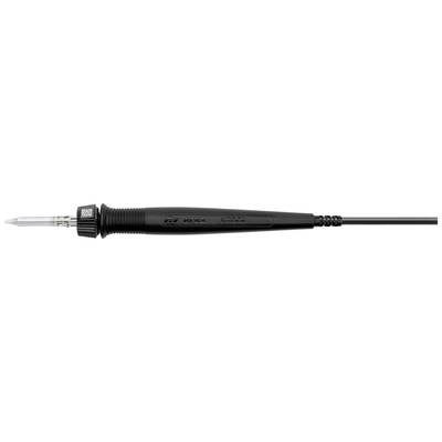 Een zwarte soldeerbout met een metalen punt en een kabel om aan te sluiten op een stroombron.
