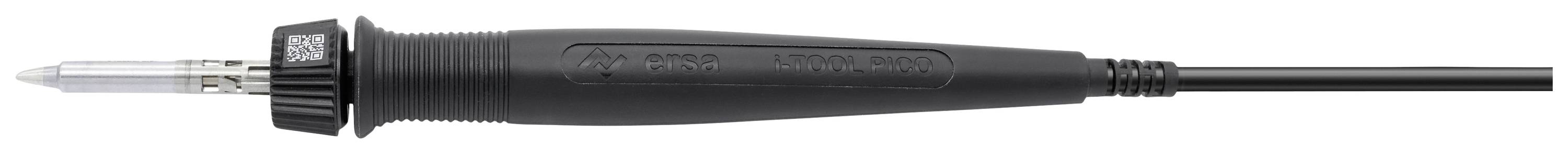 Een zwarte tastkop met metalen punt, geschikt voor elektrisch contact in meetapparatuur, afgebeeld op een witte achtergrond.