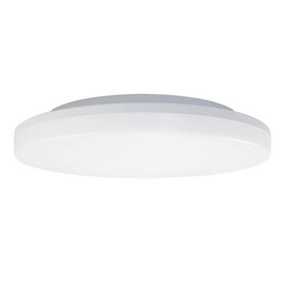 Witte, ronde plafondlamp met een strak, modern design. Ideaal voor woonruimtes of kantoren, biedt een gelijkmatige lichtverspreiding.