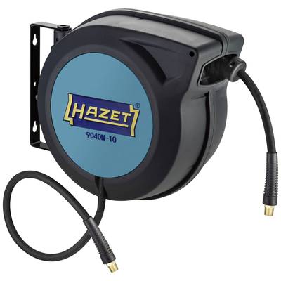 Slanghaspel van het merk Hazet, modelnummer 9040N-10, met een blauwe behuizing; gebruikt voor geordende opslag van slangen.