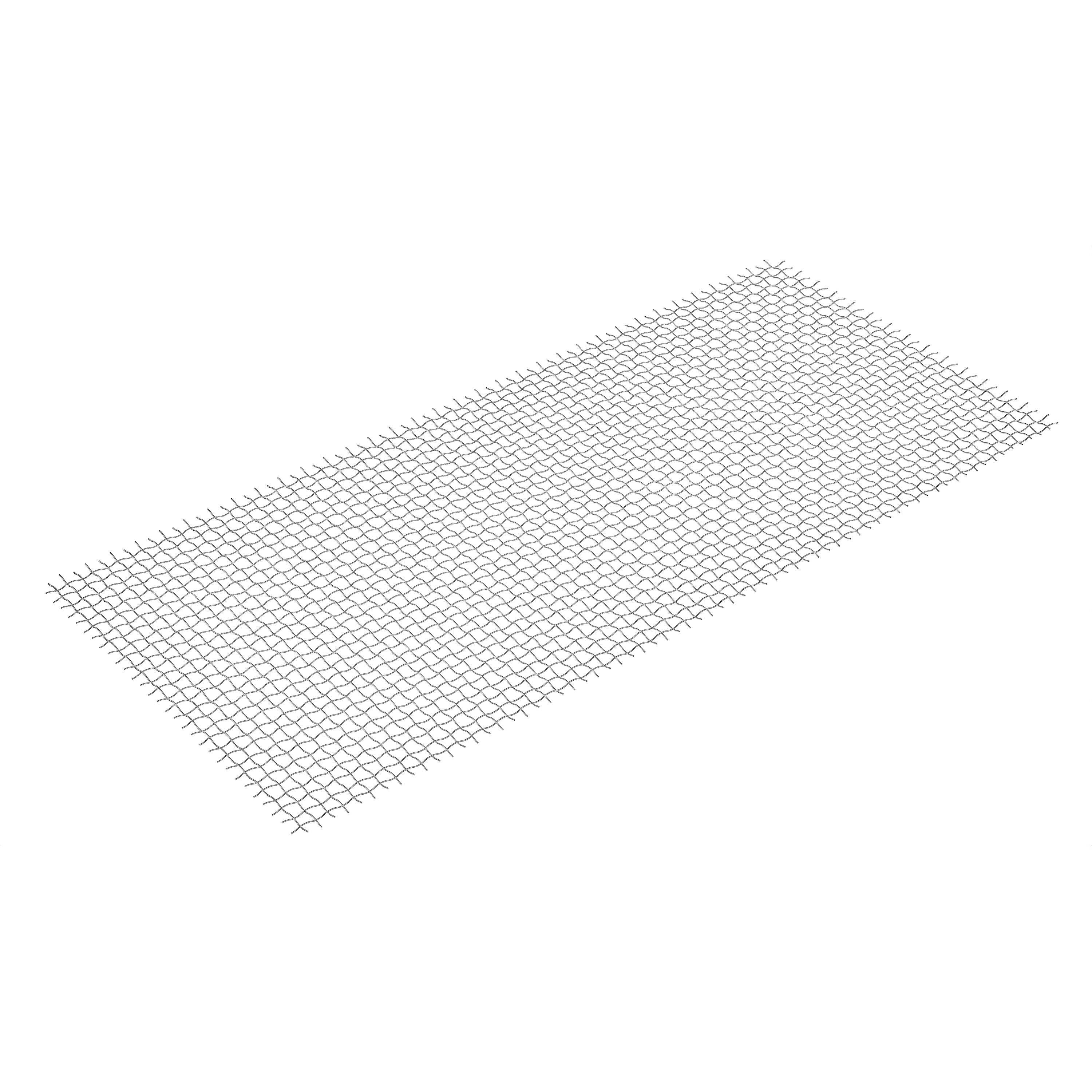 Een rechthoekig draadmesh met een uniform rasterpatroon, op een witte achtergrond.