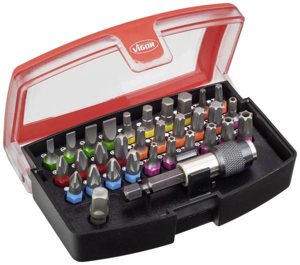 Vigor V5019 Bitset 32-delig Plat, Inbus, Kruiskop Phillips, Pozidriv, T-profiel, TH-profiel
