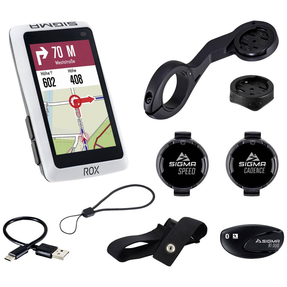 Image of Sigma ROX 12.1 EVO Sensor Set - White Navigatore per bicicletta Bicicletta Europa Bluetooth®, GPS, GLONASS