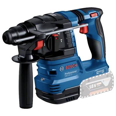 Snoerloze Bosch boorhamer in blauw en zwart, met ergonomische handgreep en 18V accu, ontworpen voor professioneel gebruik.