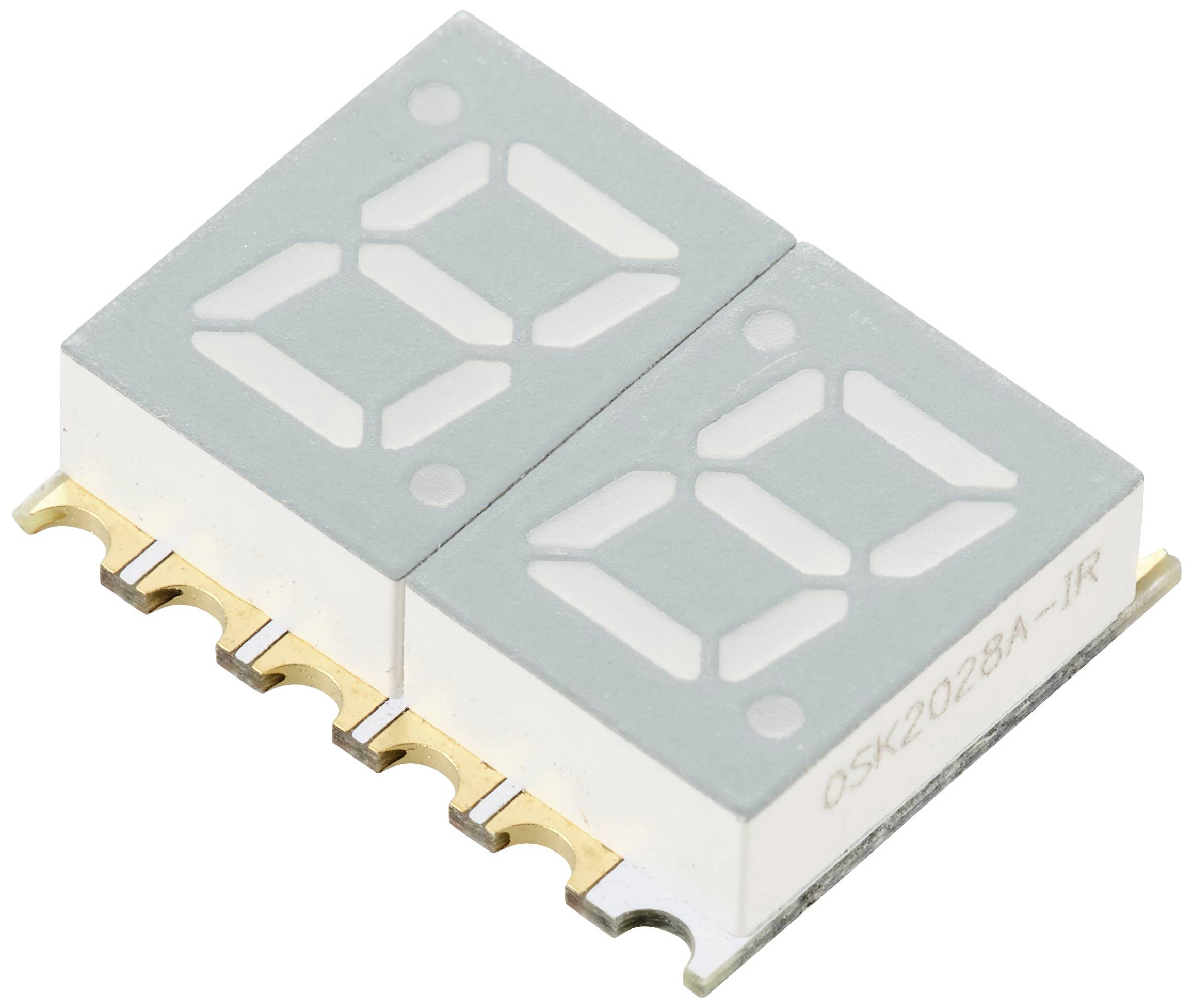 'Twee zevensegment-displays in één elektronisch onderdeel, geschikt voor het weergeven van cijfers of letters.'