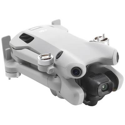 Compacte, grijze drone met camera en vier rotoren, ingeklapt voor transport.
