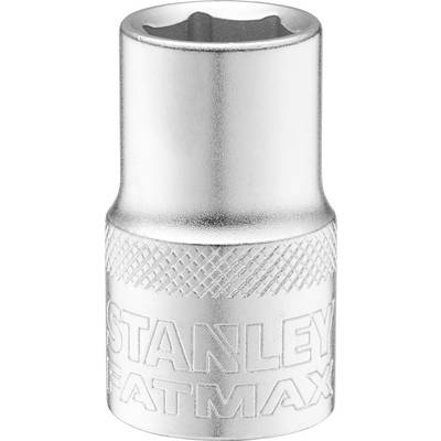 Metalen dopsleutelopzetstuk met gegraveerde 'STANLEY FATMAX', cilindrische vorm, geschikt voor werkzaamheden aan schroefverbindingen.
