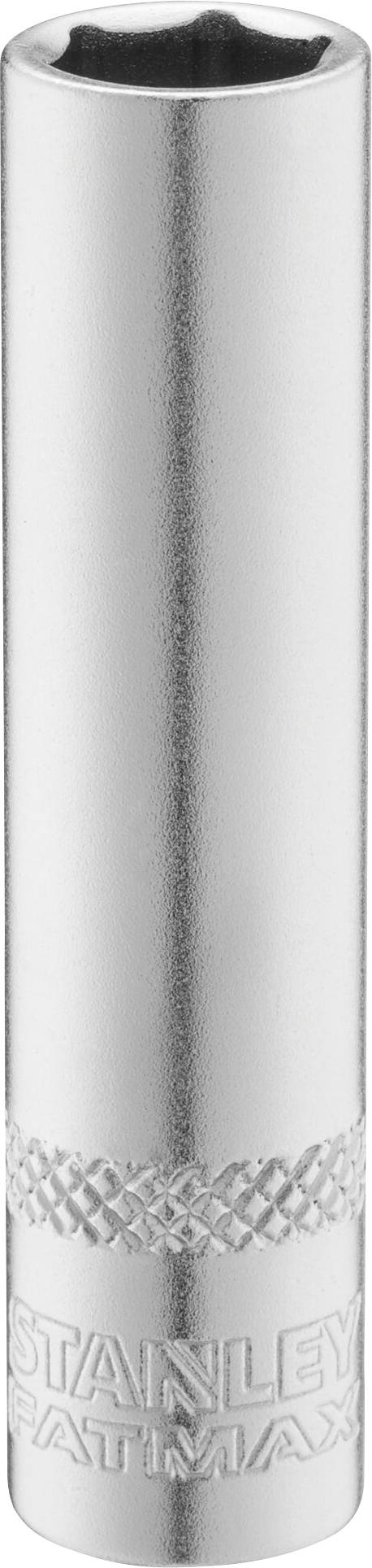Een zilveren zeskant-dopsleutel met de gravure 'STANLEY FATMAX', geschikt voor mechanische werkzaamheden of reparaties.