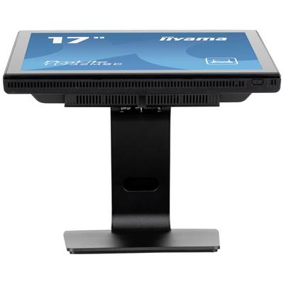 '17-inch monitor van iiyama met blauwe beeldscherm in liggend formaat, gemonteerd op een zwarte standaard.'