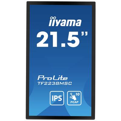 'Iiyama ProLite TF2238MSC' Monitor, 21,5 inch, met IPS-scherm en 10-punts aanraaktechnologie.