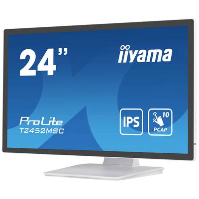 Een 24-inch iiyama ProLite T2452MSC monitor die de technologieën IPS en PCAP 10 ondersteunt.