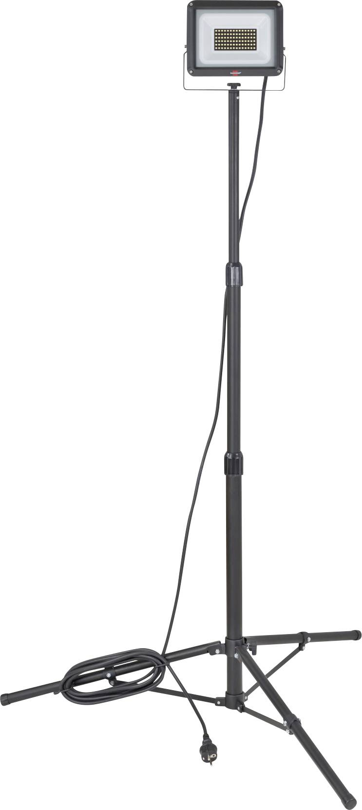 Draagbare LED werklamp op een hoog verstelbare statief met stroomkabel en stabiliserende poten.