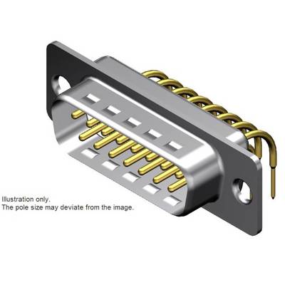 'Afbeelding van een D-Sub connector met meerdere gouden pinnen. Opmerking: De poolgrootte kan afwijken van de afbeelding.'