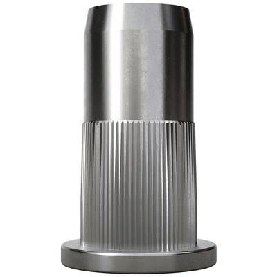 Een glanzend, metallisch machineonderdeel in cilindrische vorm met een gegroefde oppervlakte, staand op een platte sokkel.