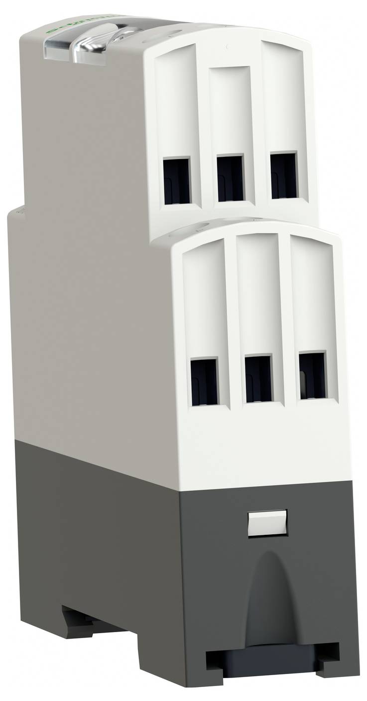 Wit en donkergrijs elektrisch stroomonderbrekermodule met drie schakelaargaten aan de voorkant