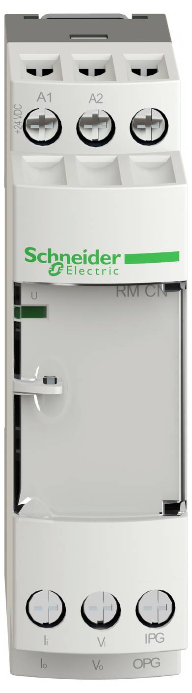 Schneider Electric modulaire stroomonderbreker met drie roterende schijven met de labels A1, A2 en A3 aan de voorkant.