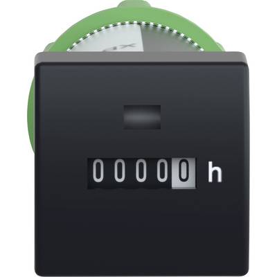 'Analoge urenteller die 00000 uren weergeeft, ondergebracht in een behuizing van zwart en groen, gebruikt voor het bijhouden van de bedrijfstijd van apparatuur.'