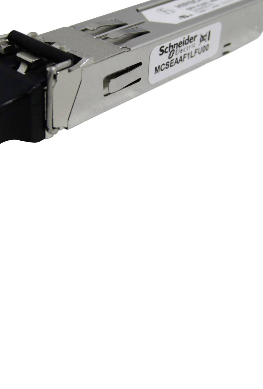 Een Schneider Electric SFP-module voor netwerktoepassingen, herkenbaar aan de vorm en modelnummer op de zijkant.