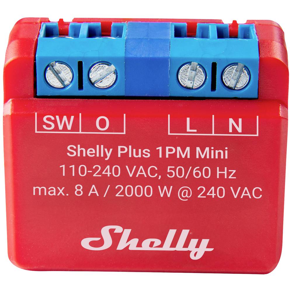 Shelly Plus 1PM Mini Schakelactor WiFi, Bluetooth
