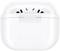Witte draadloze oordopjes in een oplaadcase. Case met transparante bovenkant toont de oordopjes; symmetrisch geplaatst.