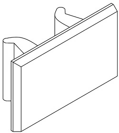 Isometrische tekening van een wandsteun bestaande uit twee gebogen armen die een rechthoekig schild dragen.