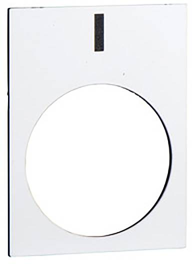 Een rechthoekig wit object met een grote ronde opening in het midden en een klein zwart rechthoekje bovenaan.