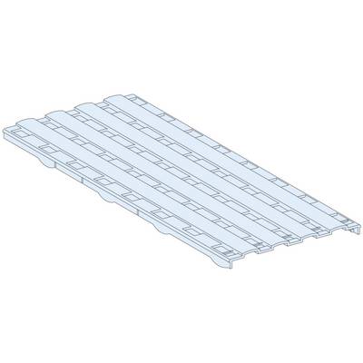 '3D-model van een blauwe kunststof pallet met dwars lopende verstevigingsribben, geschikt voor opslag en transport van goederen.'