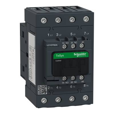 'Schneider Electric TeSys D-schakelaar, model LC1D60A, voor de besturing van elektromotoren, met aansluitingen boven en beneden.'