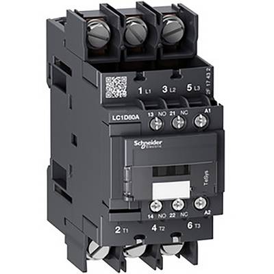 Elektrische magneetschakelaar van Schneider Electric met modelnummer LC1D80A, geschikt voor toepassingen in elektrische schakelingen en besturingssystemen.