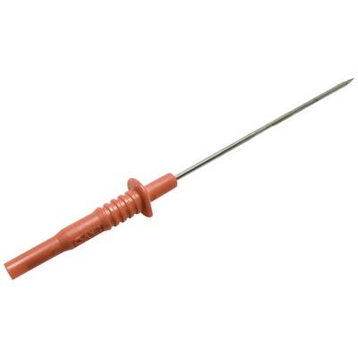 Een rood testdraad met metalen punt, vaak gebruikt bij elektronische tests.