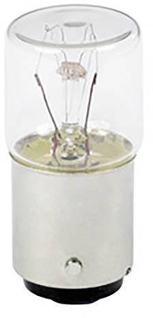 Een enkele gloeilamp met een metalen fitting, een transparante glazen behuizing en een zichtbaar gloeidraad.