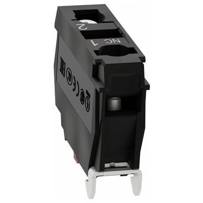 Een zwart elektrisch relaisonderdeel met gemarkeerde aanduidingen, inclusief 'NC', ontworpen voor automatiseringstaken in schakelingen.