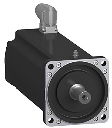 Een zwarte elektrische servomotor met een zilveren aansluiting bovenaan, geschikt voor precisiebesturingstoepassingen in de industrie.