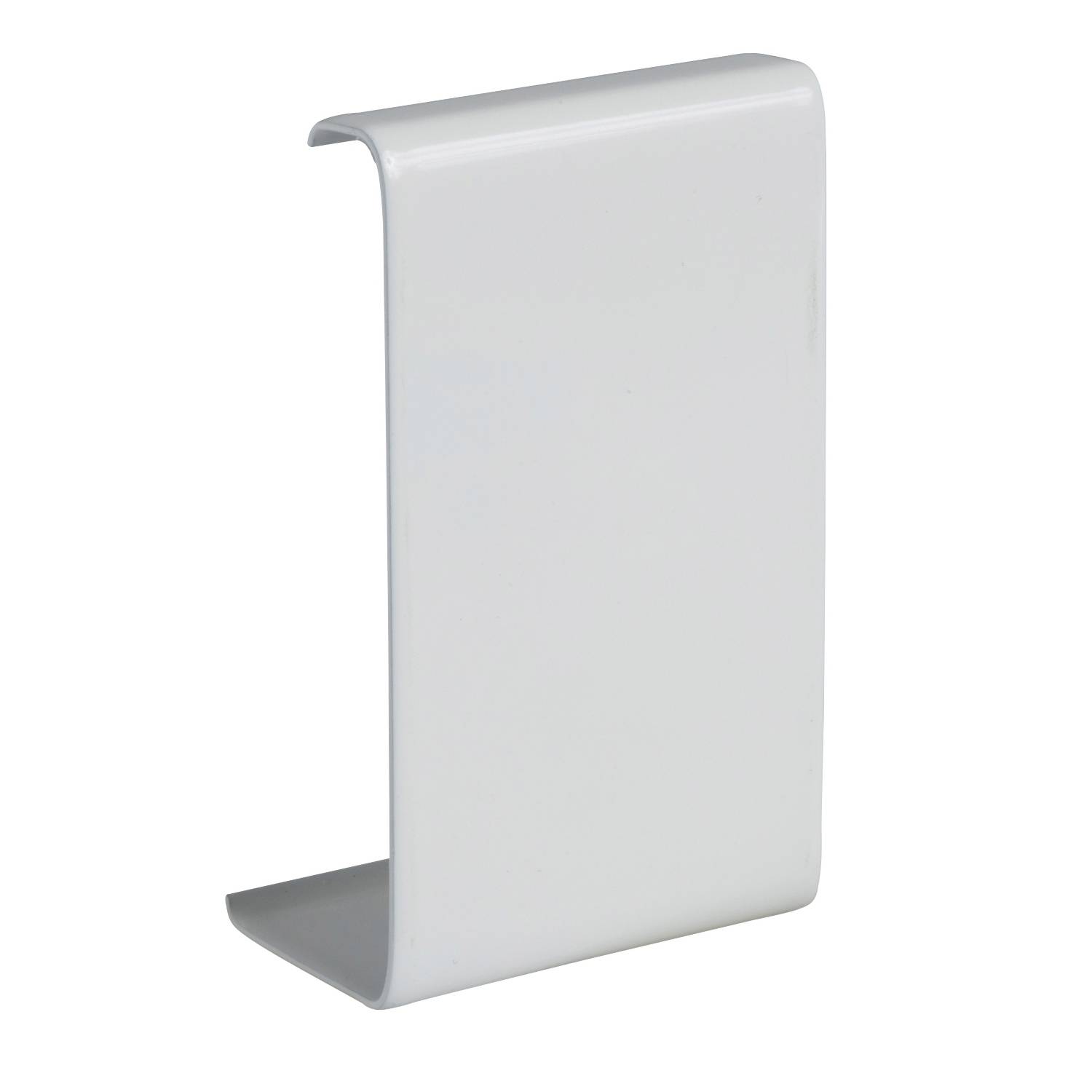 Metalen kabelgoot in L-vorm, wit, voor een nette geleiding van kabels langs een muur of plafond.
