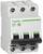 Een driefasige installatieautomaat van Schneider Electric met groene aan-/uitschakelaar, model Multi 9, type C60SP.