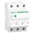 Een driepolige installatieautomaat van 'Schneider Electric' met de aanduiding 'Resi9 MCB C25 R9F28325'.