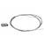 Een staalkabel met eindstuk, typisch gebruikt voor fietsenremmen. De kabel is gevlochten uit staal en ongeveer één meter lang.