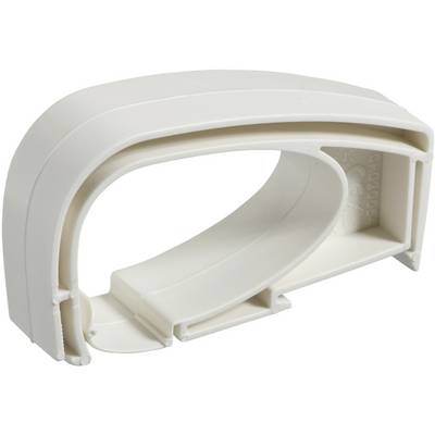 Kunststof handvat in het wit, ergonomisch vormgegeven, vermoedelijk bedoeld voor gebruik op een huishoudelijk apparaat of gereedschap.
