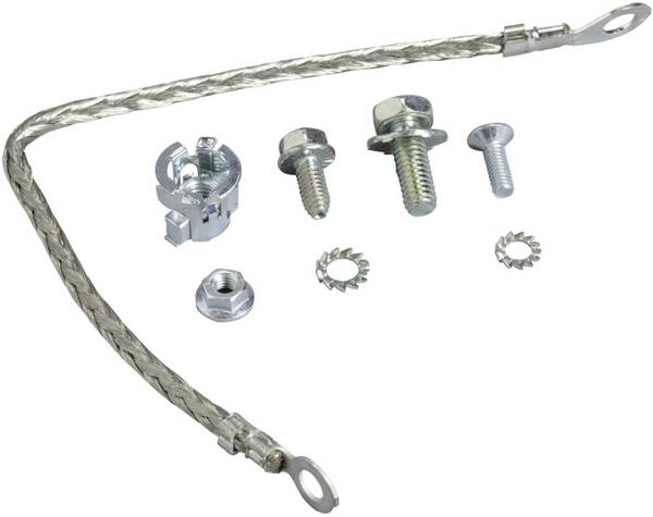 Schneider Electric LVS08910 PrismaSeT-P, aardingskabel, flexibel, 6mm², met kabelschoenen Ø4mm en Ø6mm, lengte=200 mm Verdeelkastaccessoire 1 stuk(s)
