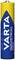 Een AA-batterij van Varta met de opdruk 'Industrial Pro', blauw en geel design, 1,5 volt, type LR03, Alkaline.