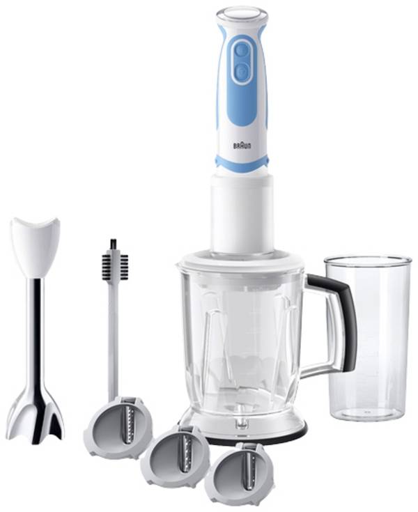 Braun 4191-MQ5260WHBL Staafmixer 1000 W Met maatbeker, Met mixbeker, Turbofunctie Wit-blauw